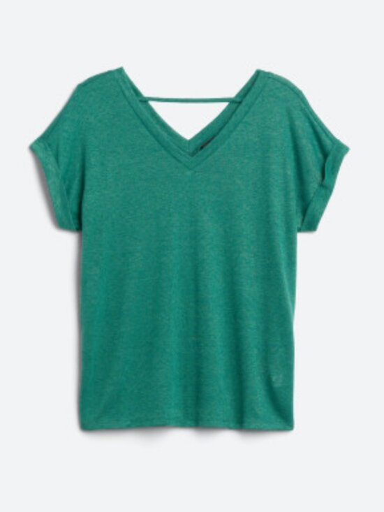 bobeau Tops - Bobeau Davie Strap Detail Knit Tee, Size Medium, Teal Green